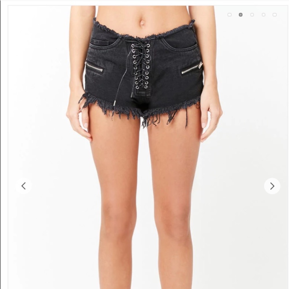 New Forever 21 Lace-up Denim Cutoff Shorts
